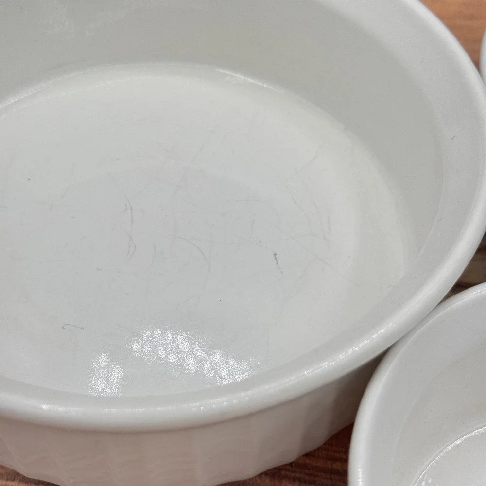 CorningWare French White Set of 3 Baking Dishes Casseroles 24oz 16oz 7oz